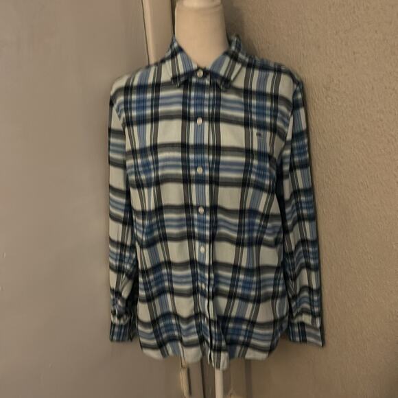 Vineyard Vines Women’s Blue Plaid Button Down Shirt 12  Preppy Classic Winter - Picture 1 of 8